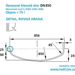 Nerezové klenuté dno| DN850 (856x3mm)
