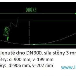 Nerezové klenuté dno DN900 (906*3 mm) - rozměry