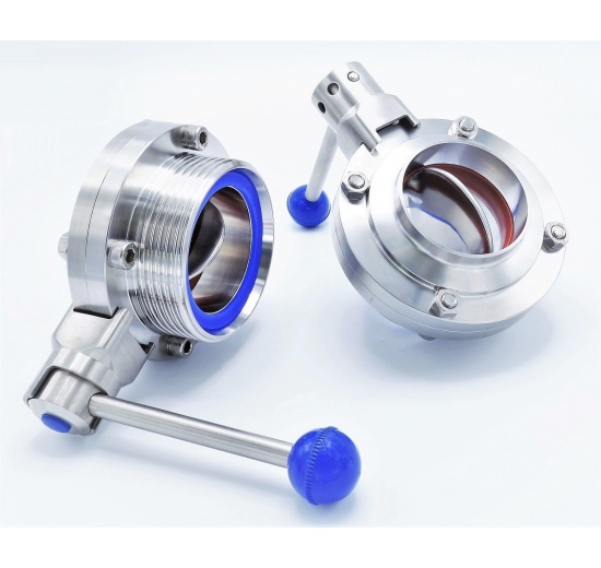 nerezové přímé uzavírací klapky (motýlové klapky), typ G-S DN 65