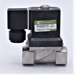 Nerezový elektromagnetický ventil 2/2, G 1/2", AC230V, NC, přímo řízený