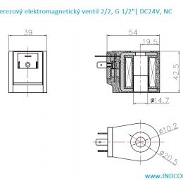 Nerezový elektromagnetický ventil 2/2, G 1/2", AC230V, NC