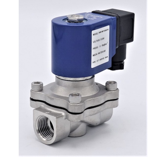 Nerezový elektromagnetický ventil 2/2, G 1/2" DC24V, NC