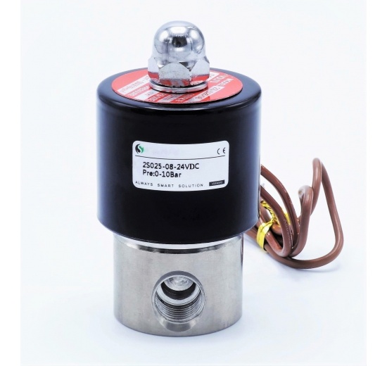 nerezový elektromagnetický ventil DC 24V, G 1/4"