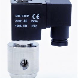nerezový elektromagnetický ventil s cívkou a konektorem, 230V AC