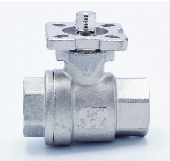 nerezový kulový kohout s adaptérem pro pohon, dvoudílný, 3/4"