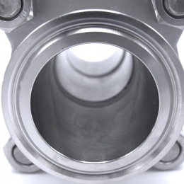 Nerezový kulový kohout s plným průtokem, třídílný, CLAMP DIN 32676 materiál DIN 1.4301 nerez ocel