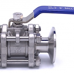 Nerezový kulový kohout s plným průtokem, třídílný, CLAMP DN15 (K50.5)