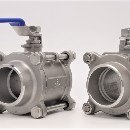 Nerezový kulový kohout s plným průtokem, třídílný, navařovací | DN50 (57x4mm)