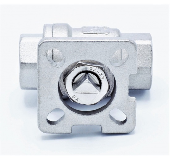 nerezový kulový ventil s montážní podložkou pro elektrický pohon, 1/2"