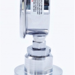 nerezový tlakoměr s oddělovací membránou, clamp připojení, rozsah měření 0-1 bar, límeček 64 mm