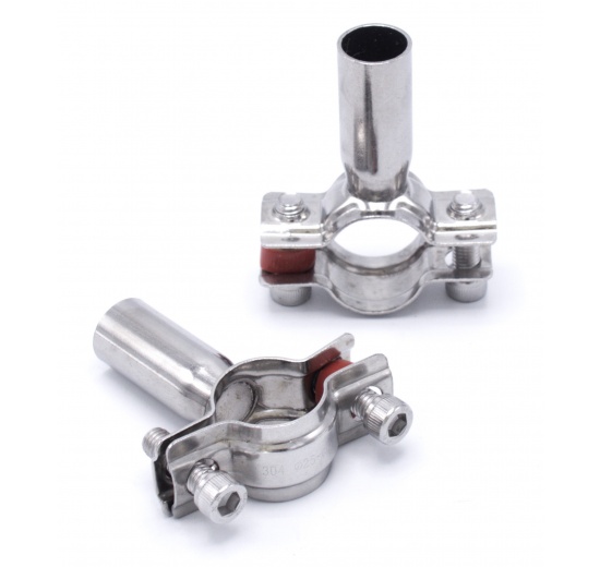 Objímka potrubní dvoudílná bez gumy, dvoušroubková, nerezová ocel 1.4301| 25-28 mm