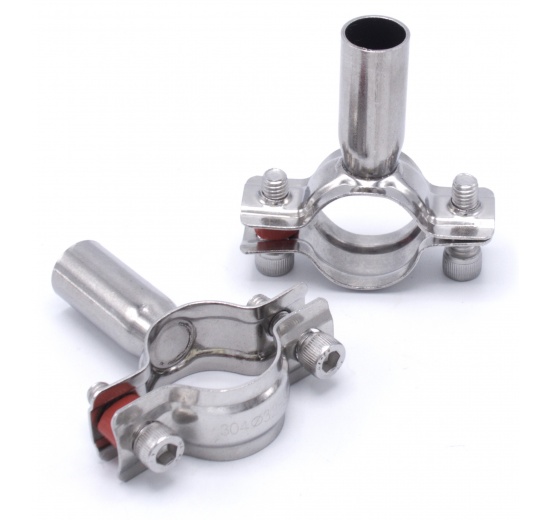 Objímka potrubní dvoudílná bez gumy, dvoušroubková, nerezová ocel 1.4301_ 32-34 mm