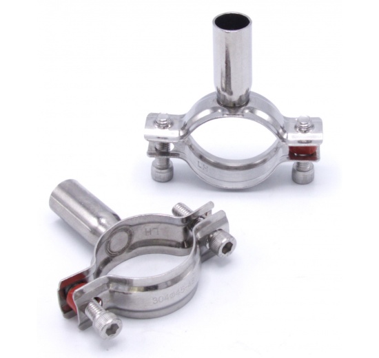 Objímka potrubní dvoudílná bez gumy, dvoušroubková, nerezová ocel 1.4301_ 45-48 mm