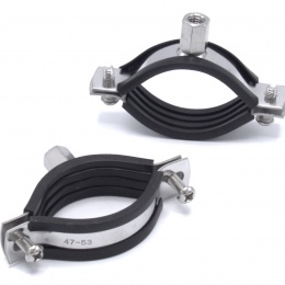 Objímka potrubní s gumovou vložkou EPDM, dvoušroubová, nerezová ocel 1.4301, M8