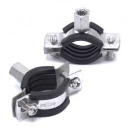 Objímka potrubní s gumovou vložkou EPDM, dvoušroubová, nerezová ocel 1.4301, M8_ 25-30 mm