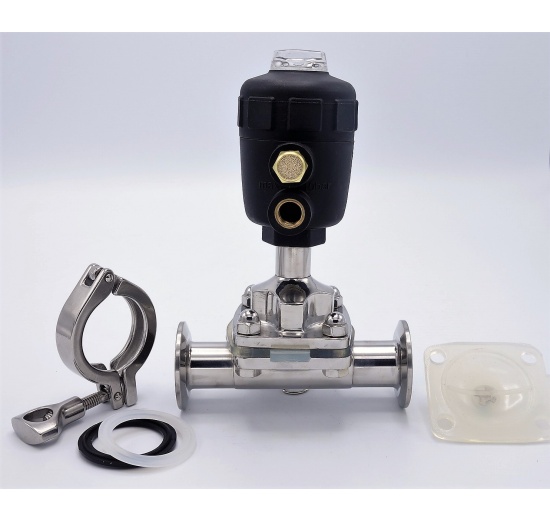 Pneumaticky ovládané membránové ventily, clamp typ C-C