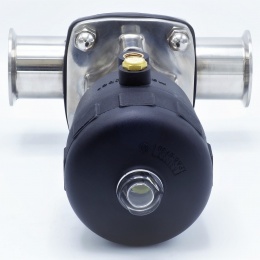 pneumaticky ovládaný membránový ventil - clamp připojení, materiál těla nerezová ocel, materiál hlavy plast