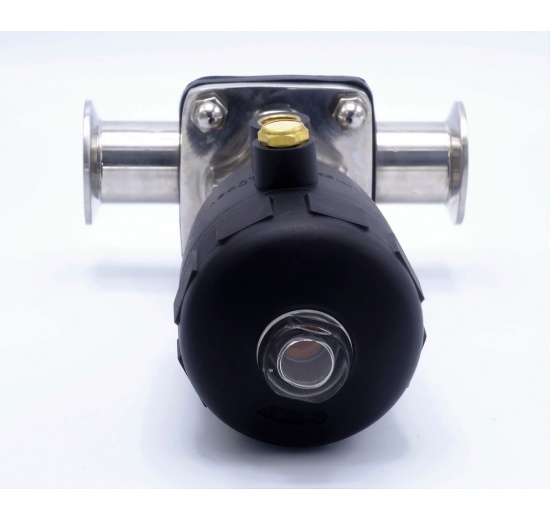 pneumaticky ovládaný membránový ventil - clamp připojení, materiál těla nerezová ocel, materiál hlavy plast