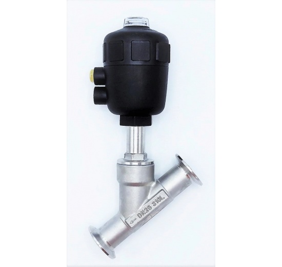 pneumaticky ovládaný ventil se šikmým sedlem 45°, clamp DN25