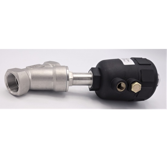 Pneumaticky ovládaný ventil se šikmým sedlem- 45°,  G-závit  1"