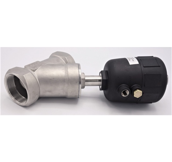 Pneumaticky ovládaný ventil se šikmým sedlem- 45°,  G-závit  2"