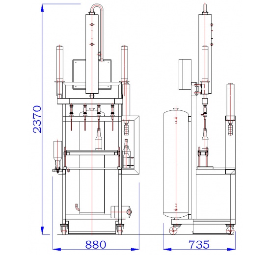Poloautomatická mycí linka na plnění piva do láhví ze skla
