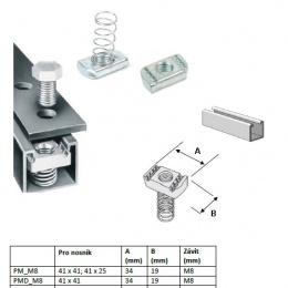 Posuvné matice s pružinou M8