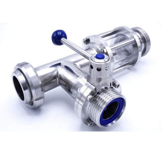 potrubní díl s průhledítkem_potravinářské šroubení DIN11851