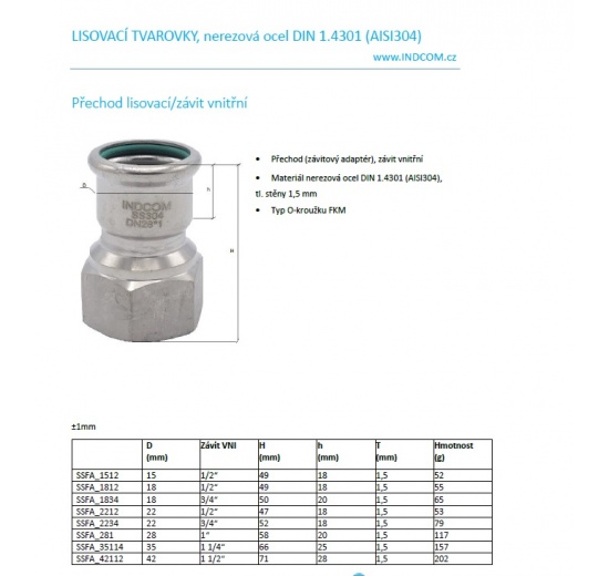 Přechod lisovací/závit vnitřní (závitový adaptér)
