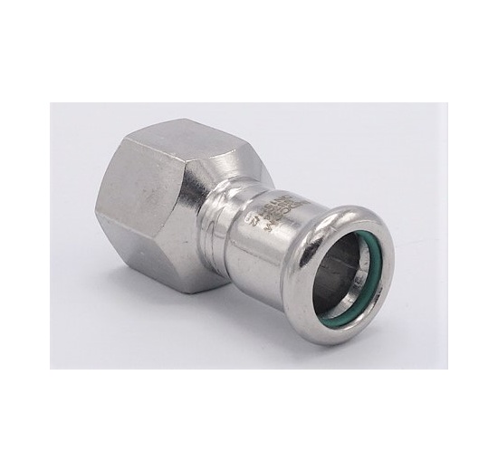 Přechodka lisovací/závit vnitřní 15 mm_1/2" nerezová ocel