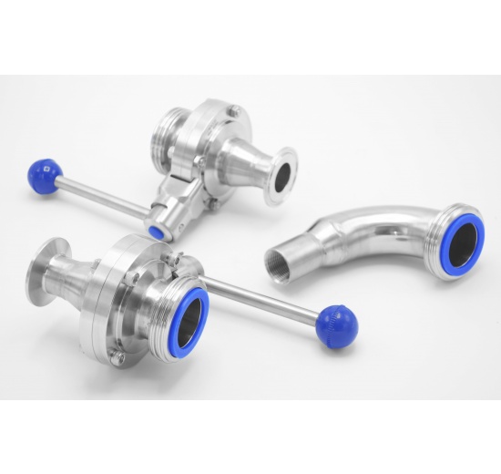 Přímé klapky SMS 38_CLAMP DN25 zákaznická výroba