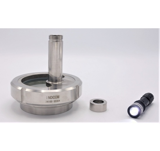 Průhledítko maticové s osvětlením LED, navařovací, DN100