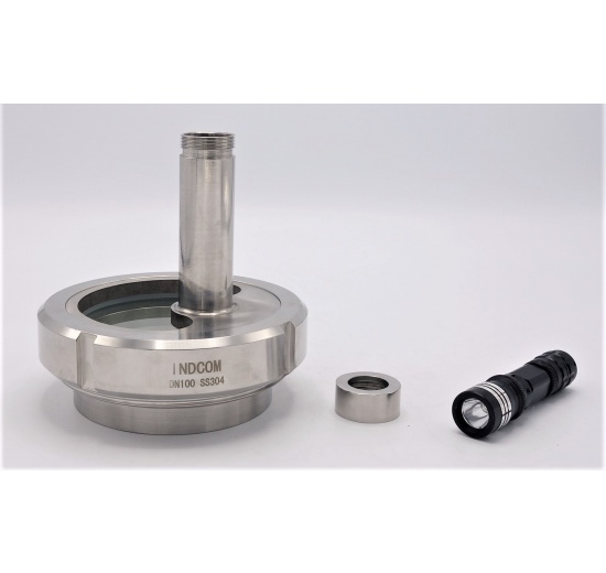 Průhledítko maticové s osvětlením LED, navařovací, DN100