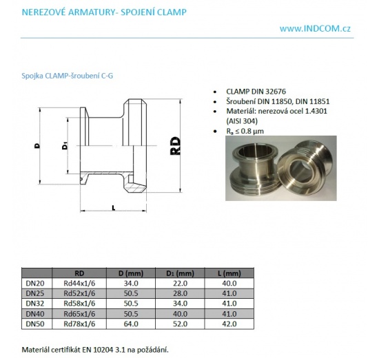 Spojka CLAMP/šroubení_C-G