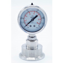 náhled produktu Stainless steel manometer, dial 63 mm, with separating membrane-CLAMP DIN 32676, collar 64 mm  | 0-1 bar, (CLAMP-64 mm)