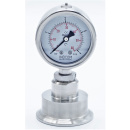 náhled produktu Stainless steel manometer, dial 63 mm, with separating membrane-CLAMP DIN 32676, collar 64 mm | 0-4 bar, (CLAMP-64 mm)