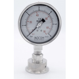 náhled produktu Stainless Steel Pressure Gauge, Dial 100 mm, With Separating Diaphragm- CLAMP DIN 32676 (64 mm)  | 0-6 bar