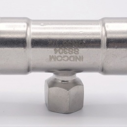 T-kus, lisovací F/F(závit vnitřní)/F 35_1/2"_35, nerezová ocel