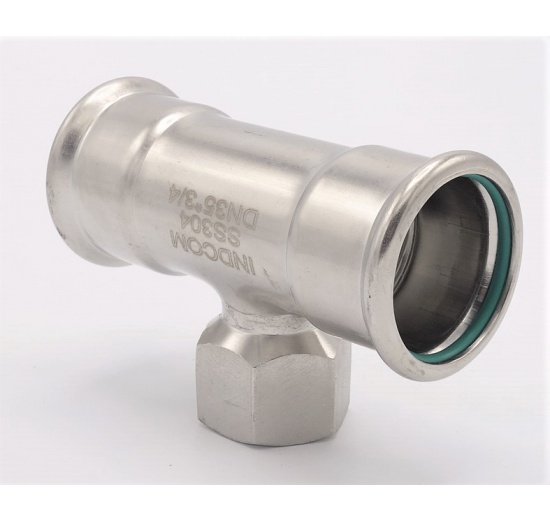 T-kus, lisovací F/F(závit vnitřní)/F 35_3/4"_35, nerez