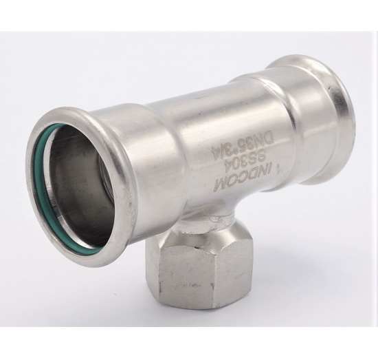 T-kus, lisovací F/F(závit vnitřní)/F 35_3/4"_35, nerezová ocel