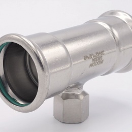 T-kus, lisovací F/F(závit vnitřní)/F 42_1/2"_42, nerezová ocel