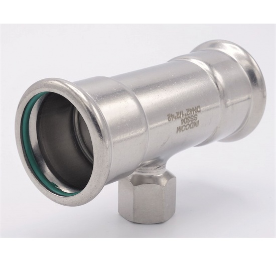 T-kus, lisovací F/F(závit vnitřní)/F 42_1/2"_42, nerezová ocel