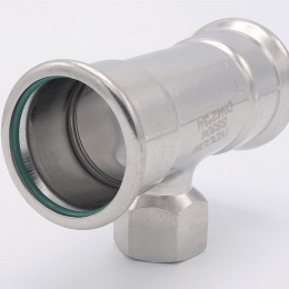 T-kus, lisovací F/F(závit vnitřní)/F 42_3/4"_42, nerezová ocel