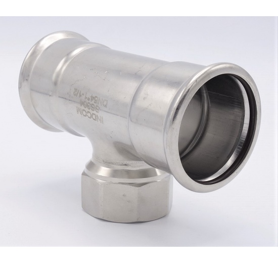 T-kus, lisovací F/F(závit vnitřní)/F 54_1 1/2"_54, materiál nerezová ocel