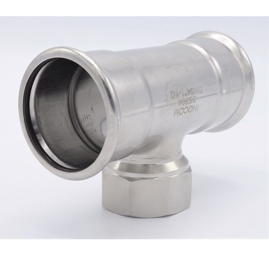 T-kus, lisovací F/F(závit vnitřní)/F 54_1 1/2"_54, nerezový