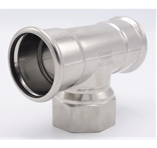 T-kus, lisovací F/F(závit vnitřní)/F 54_2"_54, nerez