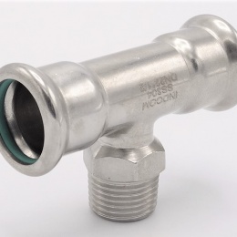 T-kus, lisovací F/M(závit vnější)/F 22_1/2"_22, nerezová ocel