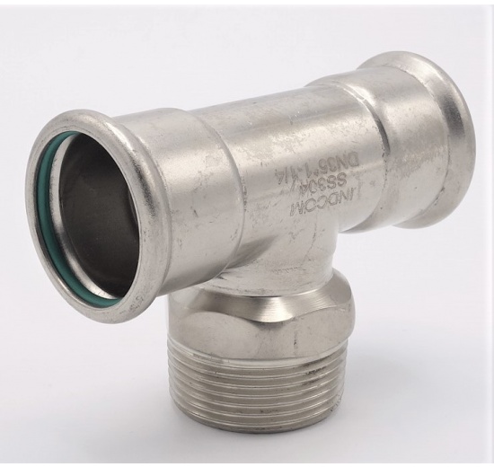 T-kus, lisovací F/M(závit vnější)/F 35_1 1/4"_35, nerezová ocel