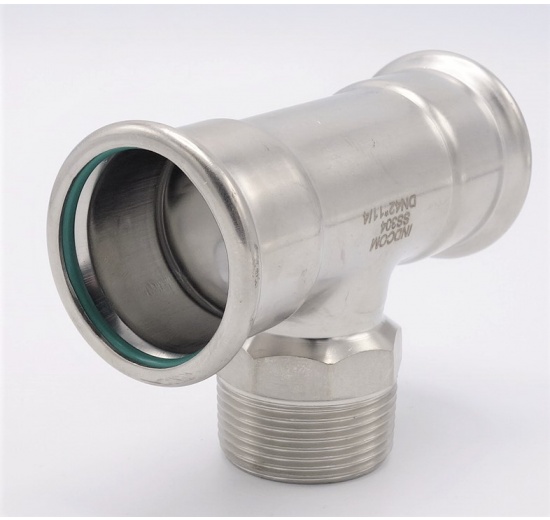 T-kus, lisovací F/M(závit vnější)/F 42_1 1/4"_42, nerezová ocel