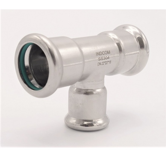 T-kus, lisovací,redukovaný, F/F/F 22_18_22, nerezová ocel